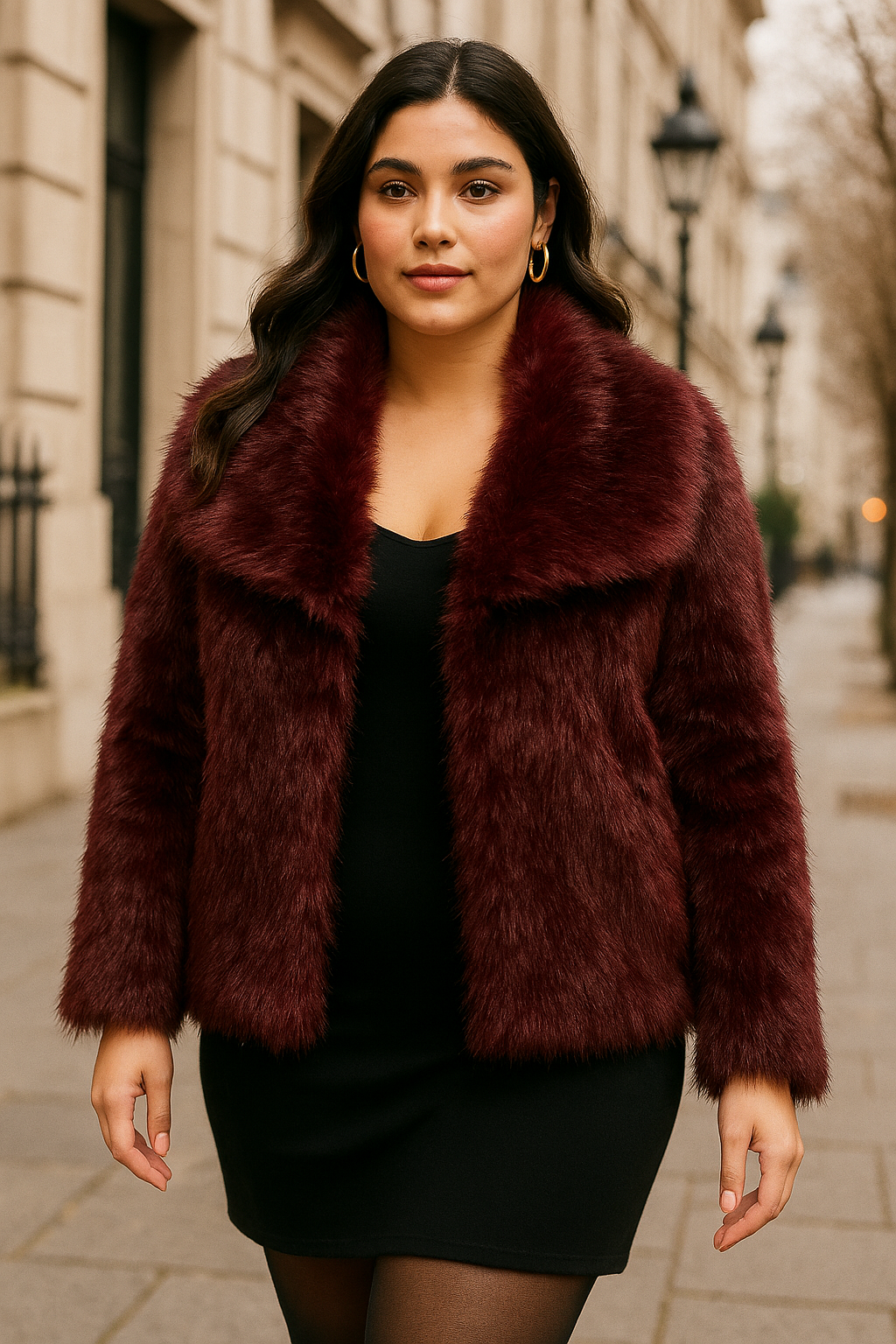 Montoni pelliccia bordeaux look glamour