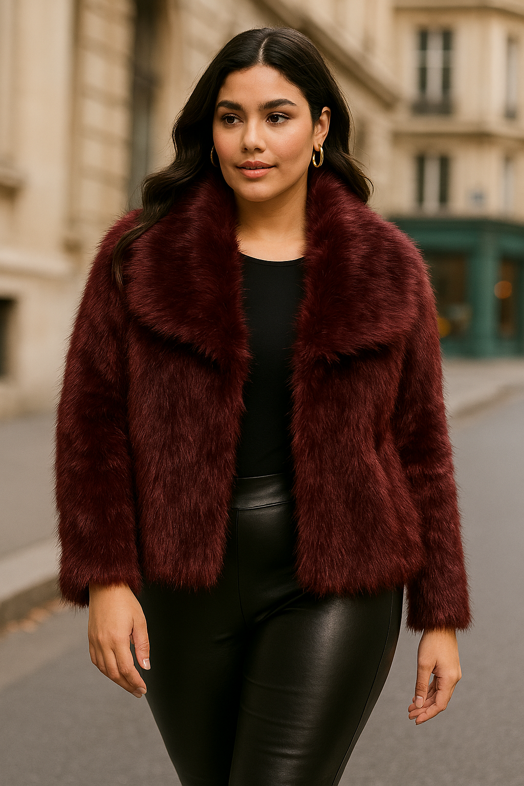 Montoni pelliccia bordeaux street style